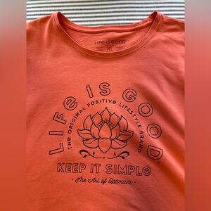 Life is Good Women’s Orange/Mango Short Sleeve T-Shirt, Keep It Simple, Size XL